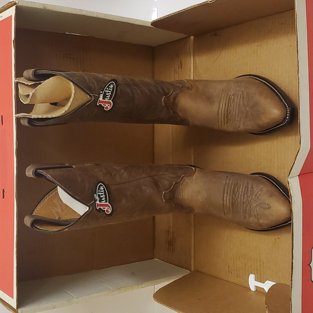 🤩New with tags & box rare vintage genuine leather Justin Boots size 5 B